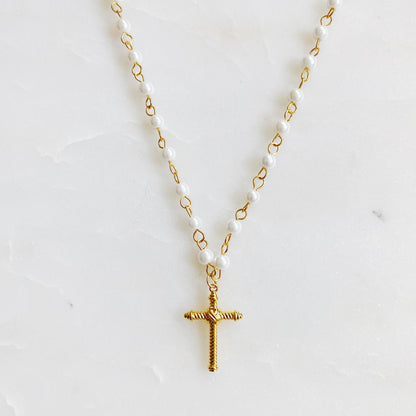 Cabled Cross Pendant Necklace