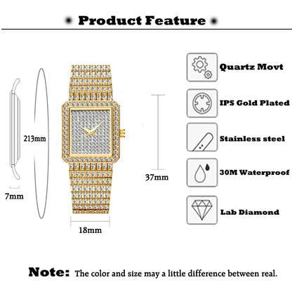 Ladies Gold Square Watch