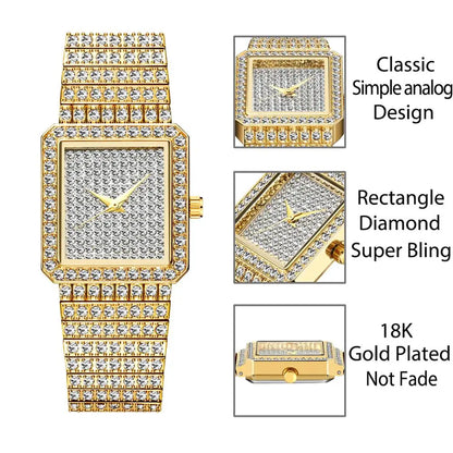 Ladies Gold Square Watch