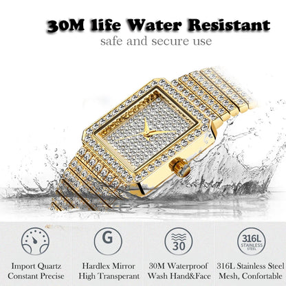 Ladies Gold Square Watch