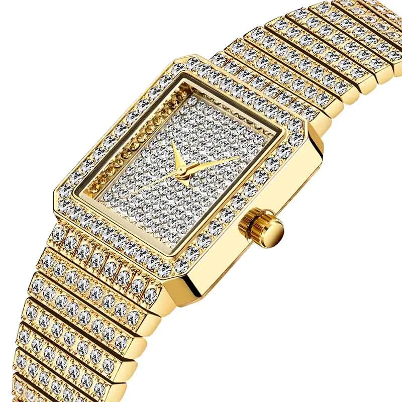 Ladies Gold Square Watch
