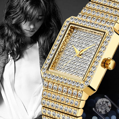 Ladies Gold Square Watch