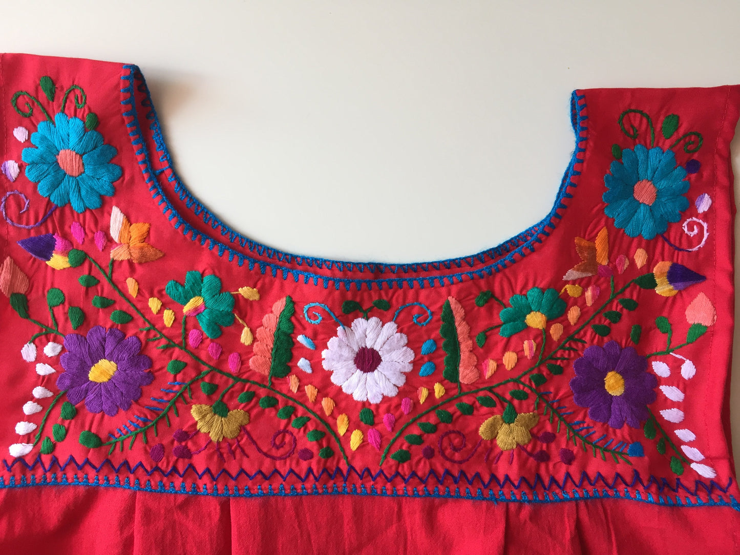 Folk Dress with Embroidered Flowers