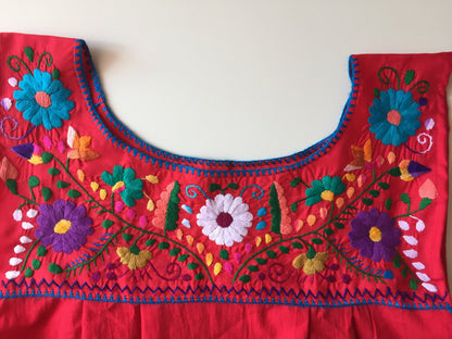 Folk Dress with Embroidered Flowers