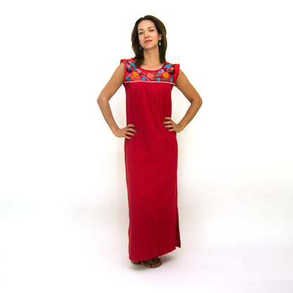 Folk Dress with Embroidered Flowers
