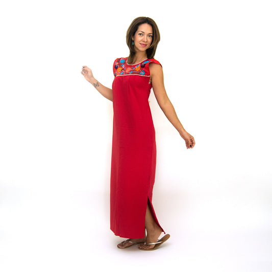 Folk Dress with Embroidered Flowers