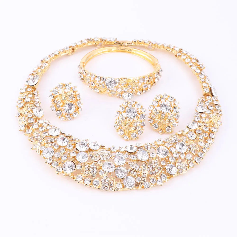 Nigerian  African Beads  Crystal Necklace Sets