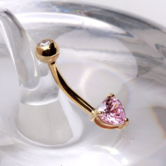 14Kt Gold Navel Ring With Prong Set